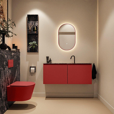 MONDIAZ TURE-DLUX 120cm toiletmeubel Fire. EDEN wastafel Lava positie midden. Met 1 kraangat.