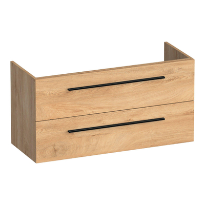 BRAUER Trust wastafelonderkast ondiep 100 excl. opbouwgrepen 2 softclose lades en 1 sifon uitsparing - Forest Tan