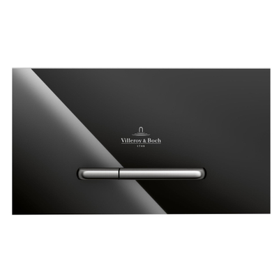 Villeroy & Boch Viconnect bedieningsplaat dualflush frontbediend - 25.3x14.5cm - glas zwart/RVS - Glass Black (glans zwart)