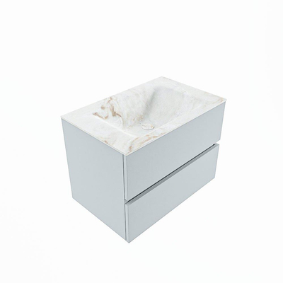 Mondiaz VICA-DLUX Ensemble de meuble de salle de bain - 70cm - meuble sous-vasque argile - 2 tiroirs - lavabo encastré nuage milieu - 1 trou de robinet - version haute 60cm - frape