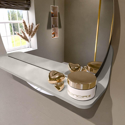 Mondiaz SPOT miroir – Ø 50 cm – avec tablette – Linen (blanc cassé)