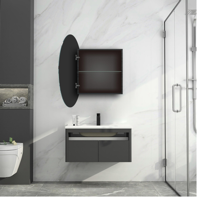 Saniclass lonato armoire de toilette miroir rond 60cm armoire 40x40x13cm noir