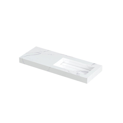 INK Pitch wastafel - 120x45x9cm - 1 wasbak rechts - 0 kraangaten - drain keramiek Statuario glans