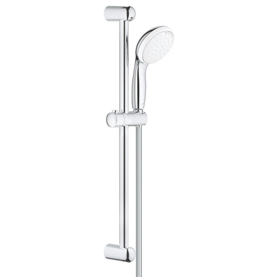 GROHE New Tempesta 100 Ensemble barre de douche - 60cm - douchette à main ronde - 2 types de jets - flexible de douche lisse - chrome/blanc
