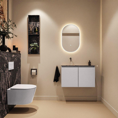 MONDIAZ TURE-DLUX Meuble WC 80 cm Cale. EDEN lavabo Lava position gauche. Sans trou de robinet.