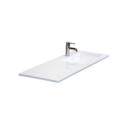 HR Badmeubelen Thin lavabo pierre de synthèse 120,5x2x45,5cm cuve DR blanc brillant 1tr robinet