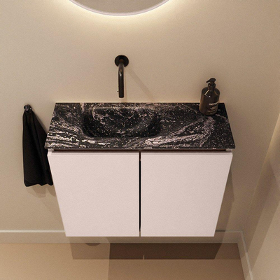 MONDIAZ TURE-DLUX Meuble de WC 60 cm Rosee. EDEN lavabo Lava position gauche. Sans trou de robinet.