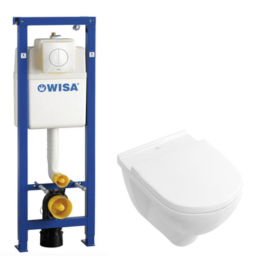 Villeroy & Boch O.novo ensemble encastré Wisa avec cuvette suspendue à chasse profonde blanche abattant softclose plaque de recouvrement blanche