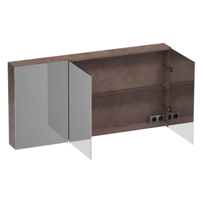 Brauer Impress Armoire de toilette - 140x70x15cm - sans éclairage - 3 portes miroir double - Erosion