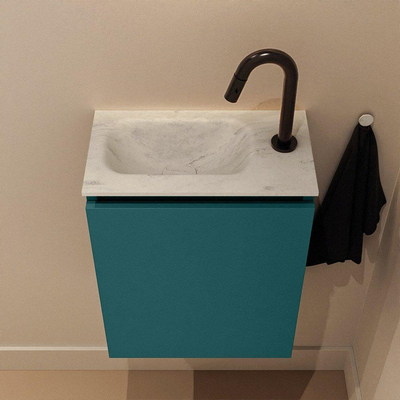 MONDIAZ TURE-DLUX Meuble toilette - 40cm - Smag - EDEN - vasque Opalo - position gauche - 1 trou de robinet