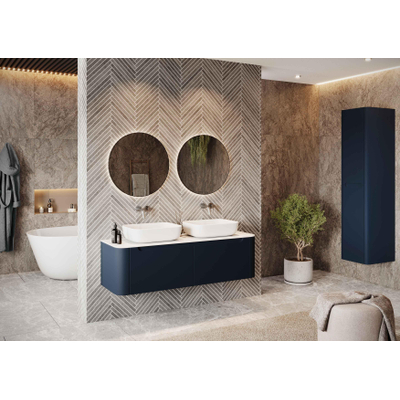 HR meubles de salle de bain Juice meuble sous lavabo - 160x45x40cm - coins ronds - 2 tiroirs - beige mat