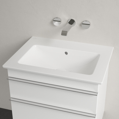 Villeroy & Boch venticello wastafel - zonder kraangat - 65x50cm - met overloop CeramicPlus - White Alpine (glans wit)