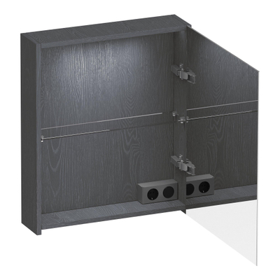BRAUER Impress Deluxe spiegelkast – 59x70x15 cm – LED-verlichting – rechtsdraaiende – Timber Grey