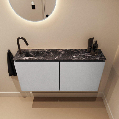 MONDIAZ TURE-DLUX Meuble toilette - 100cm - Plata - EDEN - vasque Lava - position gauche - 1 trou de robinet