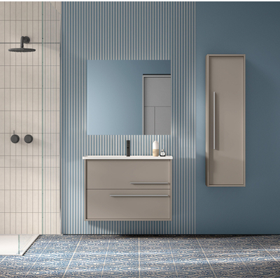 Saniclass Prime Essential Meuble sous lavabo - 80x55x46cm - 2 tiroirs - Poignée standard - MDF - taupe