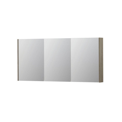 INK SPK2 spiegelkast – 160x74x14 cm – 3 deuren, dubbelzijdige spiegeldeuren – Greige eiken