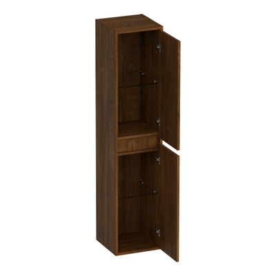BRAUER Adore Wavy hoge kast - 160x35x35cm - 2 deuren - links- of rechtsdraaiend - greeploos - Forest Cacao