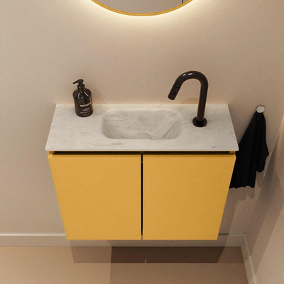 MONDIAZ TURE-DLUX Meuble de toilette 60cm Ocher. EDEN lavabo Opalo position milieu. Avec 1 trou de robinet.