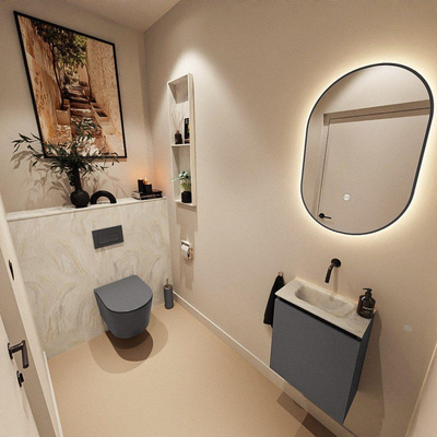 MONDIAZ TURE-DLUX 40cm toiletmeubel Dark Grey. EDEN wastafel Ostra positie midden. Zonder kraangat.