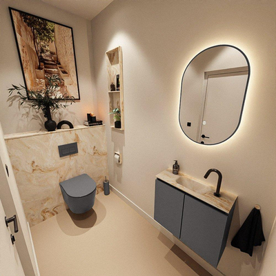 MONDIAZ TURE-DLUX 60cm toiletmeubel Dark Grey. EDEN wastafel Frappe positie midden. Met 1 kraangat.