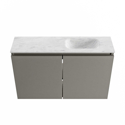 MONDIAZ TURE-DLUX Meuble WC 80 cm Smoke. Lavabo EDEN Opalo position droite. Avec 1 trou de robinet.