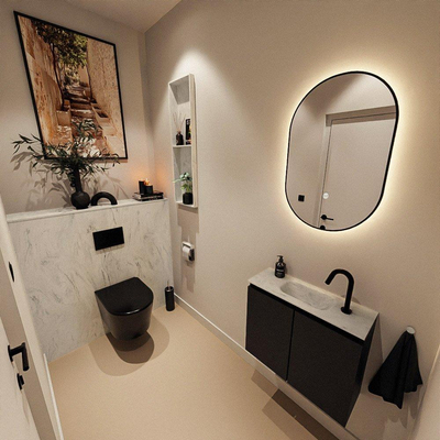 MONDIAZ TURE-DLUX Meuble de toilettes 60 cm Urban. EDEN lavabo Opalo position milieu. Avec 1 trou de robinet.