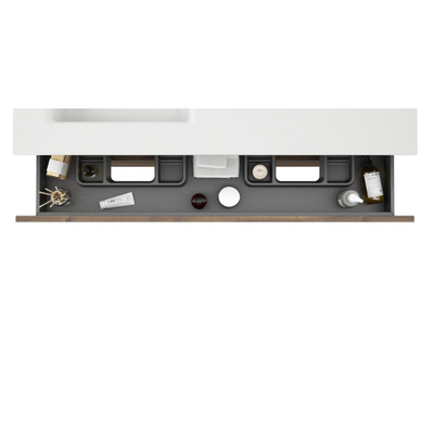 Saniclass Chaci Badkameronderkast - 120cm - 2 lades - greeploos - eiken - incl. Cloud wastafel matSTORE45000wit - OUTLET UDEN