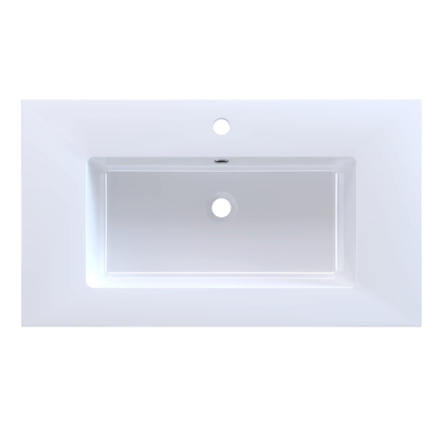 Arcqua Mira Lavabo encastré - 81x46x1.5cm - vasque simple - 1 trou de robinet - marbre de synthèse - blanc brillant