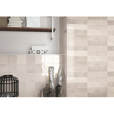 Terravito Quivaro wandtegel - 6.5x26cm - White glans (wit)