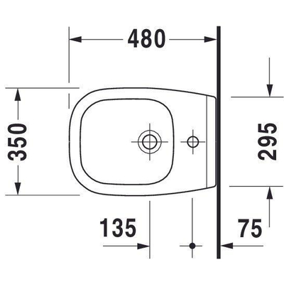 Duravit D-code Wandbidet - 350x350x480mm - 1 kraangat - met overloop - compact - wit
