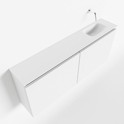 MONDIAZ TURE Toiletmeubel 120x23x50cm met 0 kraangaten 2 deuren talc mat Wastafel Eden rechts Solid Surface Wit