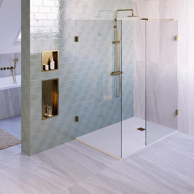 BRAUER Asteroid Receveur de douche 100x160 incl. antidérapant et antibactérien marbre minéral blanc mat