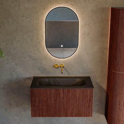 Mondiaz KURVE Badkamermeubelset - 80x46x40cm - 1 lade - wastafel solid surface - midden - zonder kraangat - Ruby