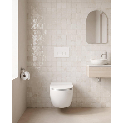 QeramiQ Dely Swirl Toiletset - 36.3x51.7cm - Geberit UP720 Duofix Sigma inbouwreservoir - slim zitting - bedieningsplaat glans wit - rechthoekige knoppen - mat wit
