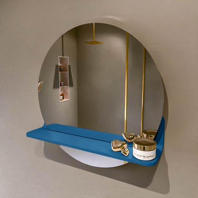 Mondiaz SPOT Badkamerspiegel - rond 50cm - spiegelplanchet - kleur Jeans