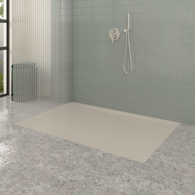 Villeroy & Boch Ecora douchebak - 150x100x3.5cm - afvoer lange zijde - almond (beige)