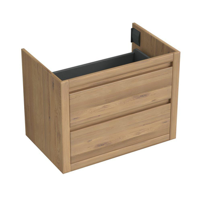 Forzalaqua Gela 2.0 meuble sous-lavabo 80x51x60cm avec 2 tiroirs sans poignée à fermeture douce Chêne massif Oyster