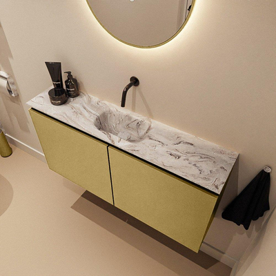 MONDIAZ TURE-DLUX 100cm toiletmeubel Oro. EDEN wastafel Glace positie midden. Zonder kraangat.