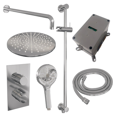 Brauer Chrome Edition Ensemble de douche pluie encastré - douche principale 30cm - bouton lisse - douchette ronde 3 positions - glissière - chrome