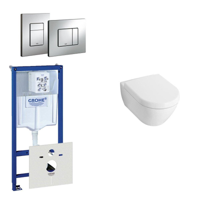 Villeroy & Boch Subway Compact Toiletset - inbouwreservoir - diepspoel wandcloset - bedieningsplaat verticaal/horizontaal - chroom