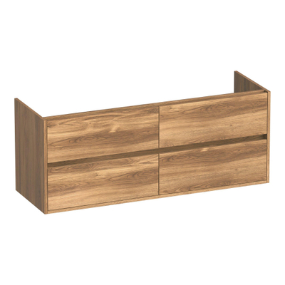BRAUER Adore meuble sous lavabo - 140x46x55cm - 4 tiroirs à fermeture douce - sans poignée - 2 découpes pour siphon - Honey