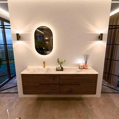 Mondiaz CIRO-DLUX Meuble de salle de bains - 170x45x50cm - Plan vasque solid surface Frappe - 1 vasque à gauche - 1 trou de robinet - 4 tiroirs - Dusk