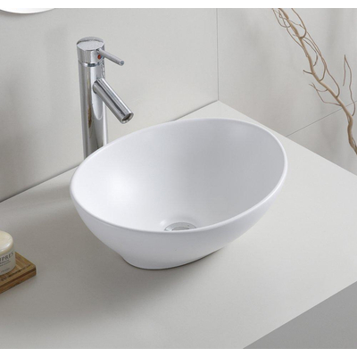 Wiesbaden Barco Waskom ovaal - 40x33x14.5cm - keramiek - mat wit