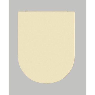 QeramiQ Dely Swirl Ensemble WC - 36,3 x 51,7 cm - Réservoir encastré Geberit UP320 - Abattant de 35 mm d’épaisseur - Plaque de commande en cuivre - Boutons ronds - beige