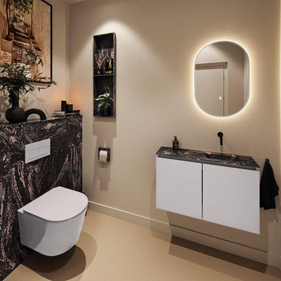 MONDIAZ TURE-DLUX meuble de toilettes 80cm Cale. EDEN lavabo Lava position droite. Sans trou de robinet.