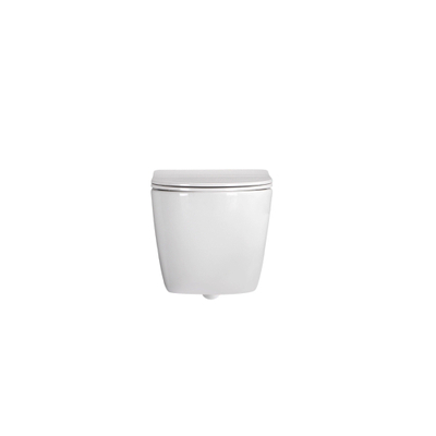 QeramiQ Dely Swirl Compact WC suspendu – sans bride – 36 x 49,5 cm – avec abattant fin (slim) – blanc brillant