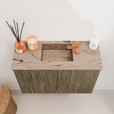 Mondiaz JOYA-DLUX Meuble de toilette 60cm - couleur Dusk - Lavabo FAYE position Milieu 1 trou de robinet couleur Arena.