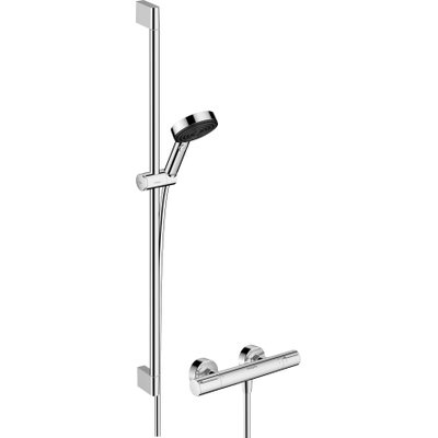 hansgrohe Pulsify Select S Glijstangset - ecosmart - handdouche - thermostatische kraan - 90cm glijstang - glijstuk - doucheslang - chroom