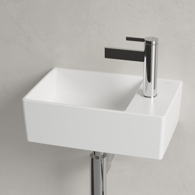 Villeroy & Boch memento 2.0 fontein - 40x26cm - 1 kraangat - zonder overloop - Stone White (mat wit)