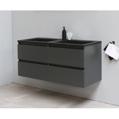 Basic Bella Meuble salle de bains avec lavabo acrylique Noir 120x55x46cm sans trous de robinet Anthracite mat